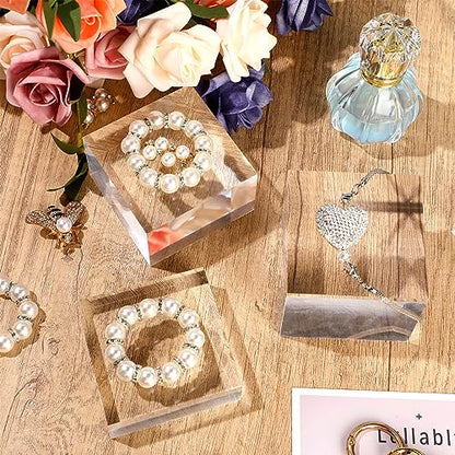 Geelin 3 Pcs Acrylic Risers Stand Display Block Decor Riser 3 Size, Square - style: Square