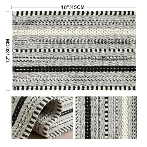Artoid Mode Black Woven Braided Stripe Placemats Set of 4-12x18 Inch - color: Black, size: 12" x 18", 4 Pcs