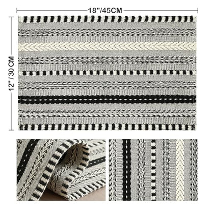 Artoid Mode Black Woven Braided Stripe Placemats Set of 4-12x18 Inch - color: Black, size: 12" x 18", 4 Pcs
