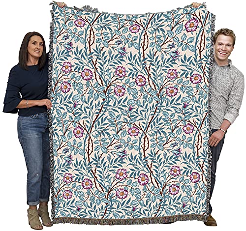 Pure Country Weavers William Morris Sweetbriar Frost Blanket - Arts & Crafts - Gift Tapestry Throw Woven from Cotton - Made in the USA (72x54) - color: Frost, size: Large