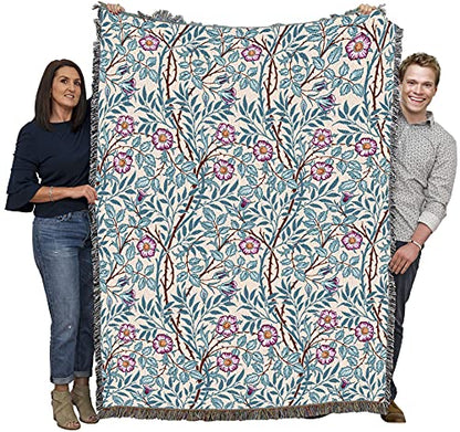 Pure Country Weavers William Morris Sweetbriar Frost Blanket - Arts & Crafts - Gift Tapestry Throw Woven from Cotton - Made in the USA (72x54) - color: Frost, size: Large
