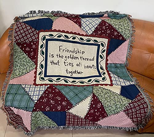 Patchwork Friendship Woven Tapestry Throw Blanket 50"x60" - color: Patchwork