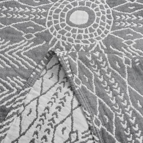 jinchan 100% Cotton Muslin Blanket Twin Boho Throw Blanket 60x80 Gray - color: A. Boho Grey, size: 60"x80"
