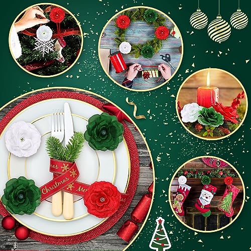 Yunlly 100 Pcs Artificial Flower for Wedding, Dark Green, Red, White - color: Dark Green, Red, White