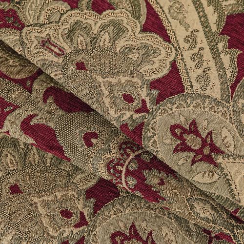 Loom and Mill Chenille Damask Valances for Windows, Red Brown, 54"x18" - color: Luxembourg-red+brown
