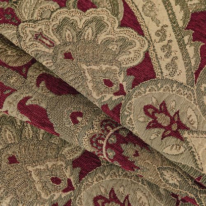 Loom and Mill Chenille Damask Valances for Windows, Red Brown, 54"x18" - color: Luxembourg-red+brown