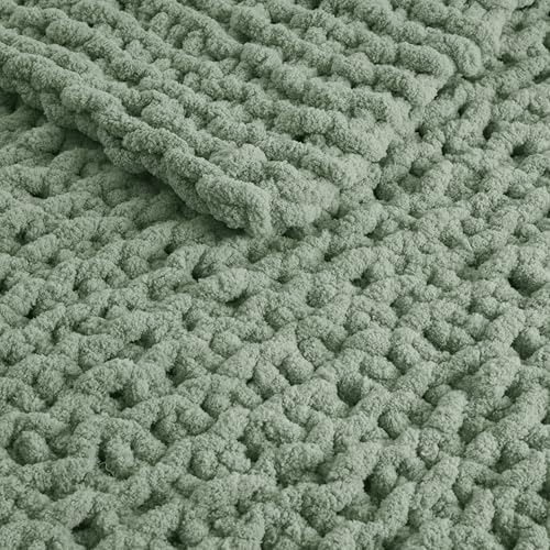 Madison Park Chenille Chunky Knit Throw Blanket, 50 x 60, Sage Green - color: Sage Green