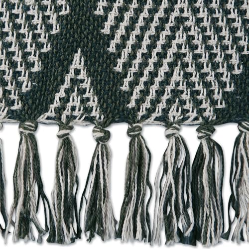 DII Diamond Throw Collection Fringed Woven Cotton Blanket, 50x60, Olive Green