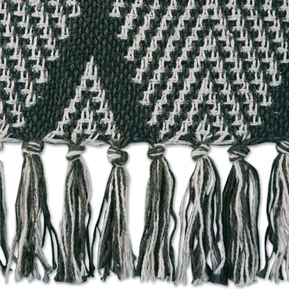 DII Diamond Throw Collection Fringed Woven Cotton Blanket, 50x60, Olive Green