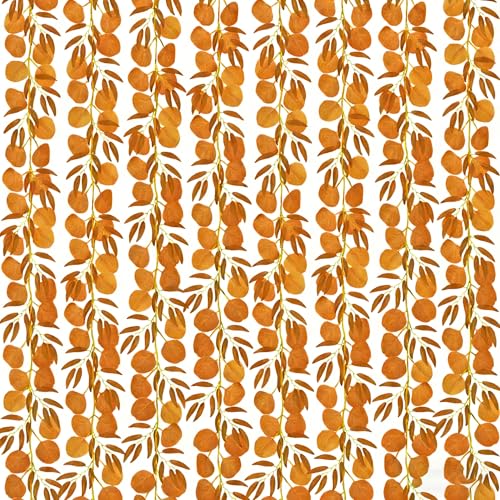 CQURE 12 Pack 84Ft Eucalyptus Garland,Artificial Eucalyptus Willow Leaves Table Greenery Garland Wreath Vines for Wedding Party Table Fireplace Bedroom Wall Room Decor - size: 84Ft-12Pack-Willow-Orange