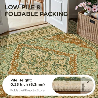 Joydeco Area Rugs 8x10 for Living Room Bedroom, Large Dining Room Rug - color: Brown&brick&green, size: 8' x 10' (Rectangular)