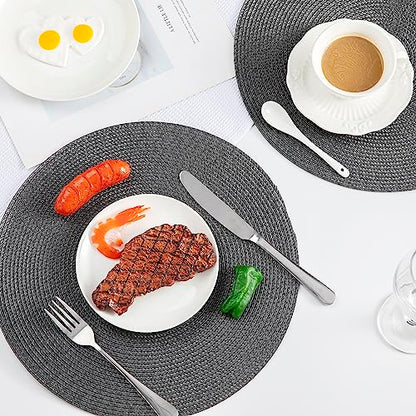 Round Placemats, Crossweave Heat Resistant Classic Woven Round Place Mats Diameter 13.5 inch for Kitchen Table Set of 6 (Dark Gray) - color: Dark Gray