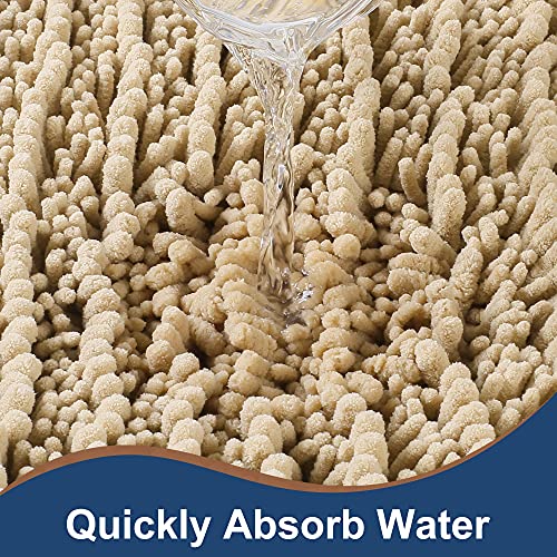 FLOLEOPA Bath Mat, Toilet Rugs U-Shaped, 24 X 20 Inches, Extra Soft Plush Bath Bathroom Rug, Super Absorbent, Non-Slip, Dry Quickly, Machine-Washable, Beige - color: Beige, size: 20x24 inches
