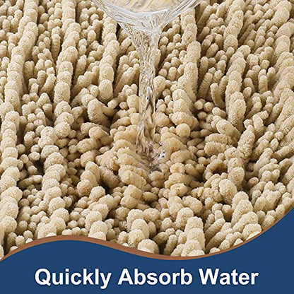FLOLEOPA Bath Mat, Toilet Rugs U-Shaped, 24 X 20 Inches, Extra Soft Plush Bath Bathroom Rug, Super Absorbent, Non-Slip, Dry Quickly, Machine-Washable, Beige - color: Beige, size: 20x24 inches