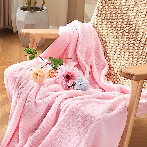 inhand Super Soft Pink Cute Throw Blanket, Cozy Plush Fleece Blanket Throw Size, Washable Lightweight Flannel Blankets Throw for All Season(50”x60”, Baby Pink) - color: Baby Pink, size: Throw/Travel-50x60 IN