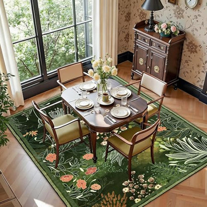 Yinhua 5x7 Area Rugs for Living Room, Washable Rugs Non Slip, Dark Green - size: 5' x7' (Rectangular)