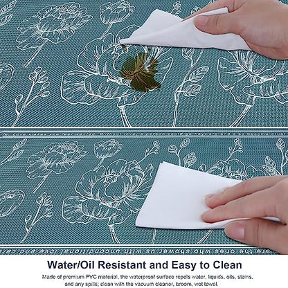Kitchen Floor Mat Set of 2, Anti Fatigue Kitchen Mat 17"x47"+17"x29" - color: Teal, size: 17"x47"+17"x29"