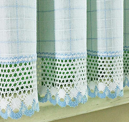 Today's Curtain Adirondack 2-Tone Crochet Valance 12", White/Blue, 60W x 12L - color: White/ Blue, size: 60"W x 12"L (Pack of 1)