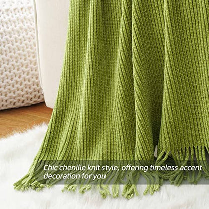 BATTILO HOME Apple Green Throw Blanket for Couch, 60"x80" - color: Apple Green, size: 60 x 80 in.