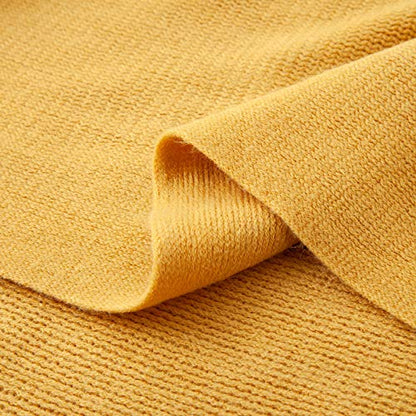 Vonty Mustard Yellow Knitted Throw Blanket with Tassels, 50x60 Acrylic - color: Yellow, size: 50" x 60"