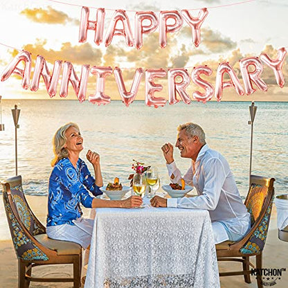 KatchOn Rose Gold Happy Anniversary Balloons Letters 16 Inch - style: Rose Gold