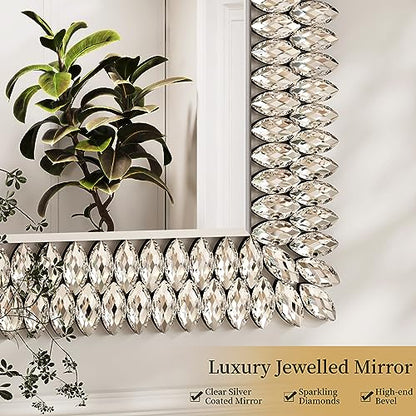 Kelly Miller 24"x36" Jeweled Luxury Rectangle Decorative Wall Mirror - size: 36"L x 24"W