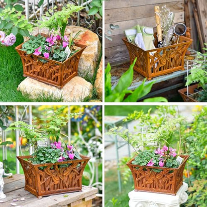 Sungmor Cast Iron Plant Basket with Non-Woven Growing Bag - Rust Rust - color: Rust Color - Rectangle
