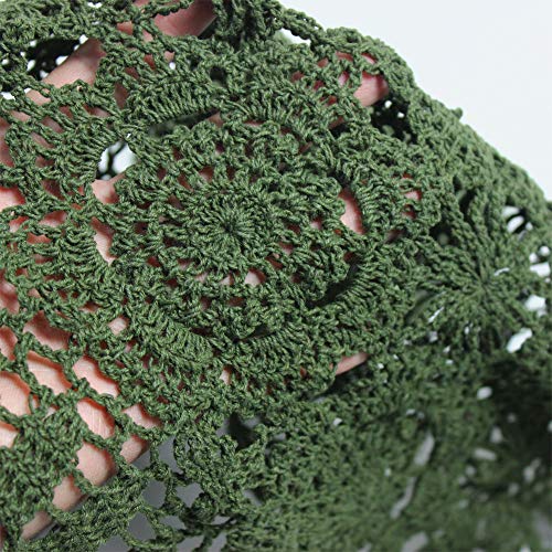 KEPSWET Cotton Handmade Crochet Lace Table Runner Olive Green 12x36 Inch - color: Olive Green, size: 12"x36"