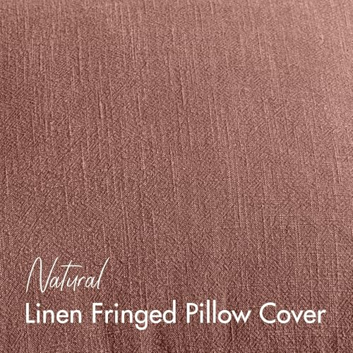 Linen Fringe Fall Throw Pillow Covers 18x18 Inch Set of 2,Rust Red - color: Autumn Glaze, size: 18" x 18" (Pack of 2)