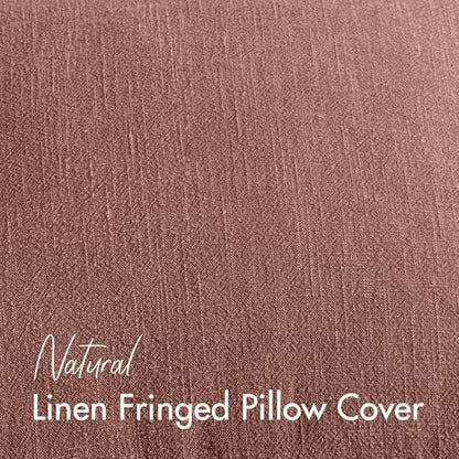 Linen Fringe Fall Throw Pillow Covers 18x18 Inch Set of 2,Rust Red - color: Autumn Glaze, size: 18" x 18" (Pack of 2)