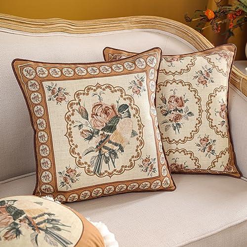 patdrea Vintage Linen Throw Pillow Cover,18"x18",Set of 2-ParkerEstate A - color: Parkerestate a, size: 18" x 18" (Pack of 2)
