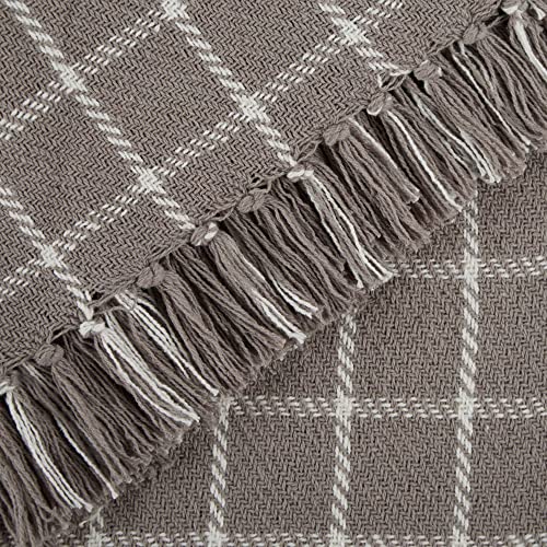 DII Transitional Checked Plaid Woven Throw, 50x60, Gray - color: Gray, size: 50x60"
