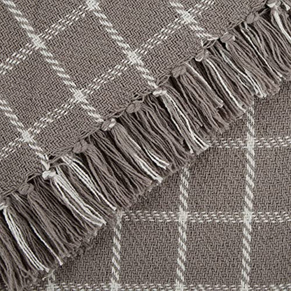 DII Transitional Checked Plaid Woven Throw, 50x60, Gray - color: Gray, size: 50x60"