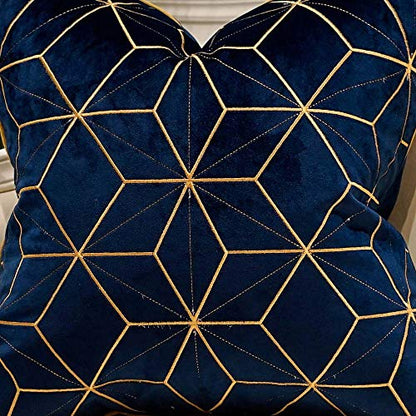 Avigers Throw Pillow Cover 18 x 18 Inch, Blue Gold, Velvet, Hidden Zipper - color: Blue, Gold, size: 18" x 18" (Pack of 1)