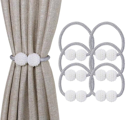 6 Pack Magnetic Curtain Tiebacks ，Decorative Curtain Tiebacks Buckles Holdbacks for Home Bedroom Office Curtain Decor (Grey) - color: Gey
