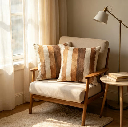 Linen Throw Pillow Covers Brush Stripe 18x18in Set of 2 - color: A20002, size: 18" x 18" (Pack of 2)