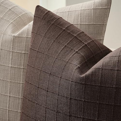 ZeeMart 2Pk Heavy Weight Artisanal Grid Pillow Covers 18x18in Chocolate - color: Chocolate, size: 18" x 18" (Pack of 2)