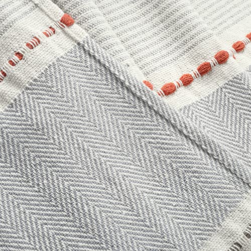 Lush Decor Herringbone Stripe Woven Tassel Yarn Dyed Cotton Throw Blanket 50" W x 60" L Yellow & Gray - Striped Throw Blankets - Yellow Couch Blanket - color: Yellow & Gray