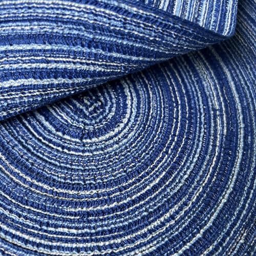 WAZAIGUR Oval Placemats Set of 6, Woven Braided, 18 x 12 Inch, Blue ＆ White - color: Blue and White, size: set of 6