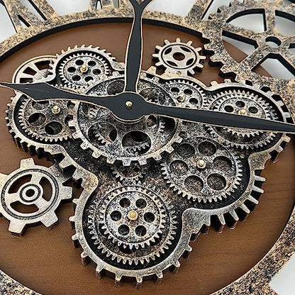 The B-Style Large Wall Clock, 30 inch, Dark Brown and Bronze - color: Drak Brown and Bronze, size: 30 inch (76 cm)