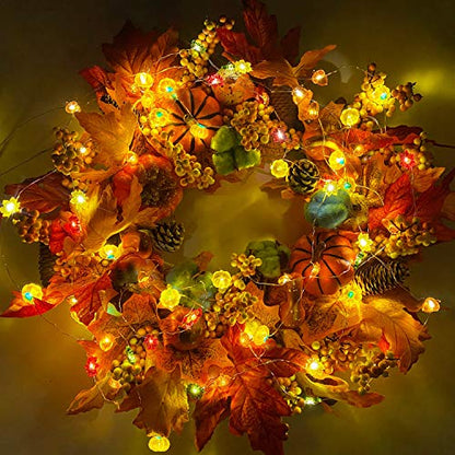 20LED/6.56Ft 3D Fall Lights Pumpkin Thanksgiving Fall Decorations for Home