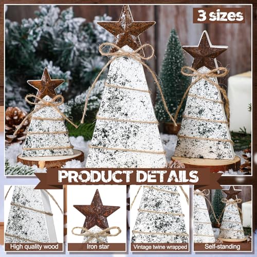 Bucherry 3 Pcs Wooden Christmas Tree Tabletop Decoration