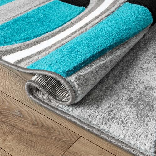 Well Woven Ruby Echo Shapes & Circles Geometric Blue 2 by 3 Rug - Blue Accent Rug, Geometric Design, Soft, Durable, Stain Resistant, Contemporary Abstract Pattern, Modern Easy Clean Carpet - color: Blue, size: 2' x 3' (Rectangular)