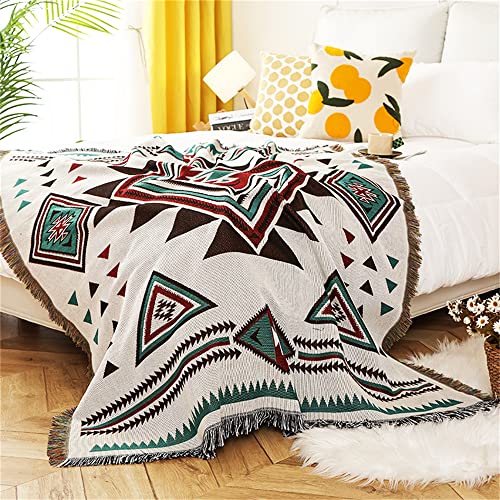 Homesy Aztec Throw Blanket Native Southwestern Bed Blankets 51"x63" White - color: White, size: 51"x63"