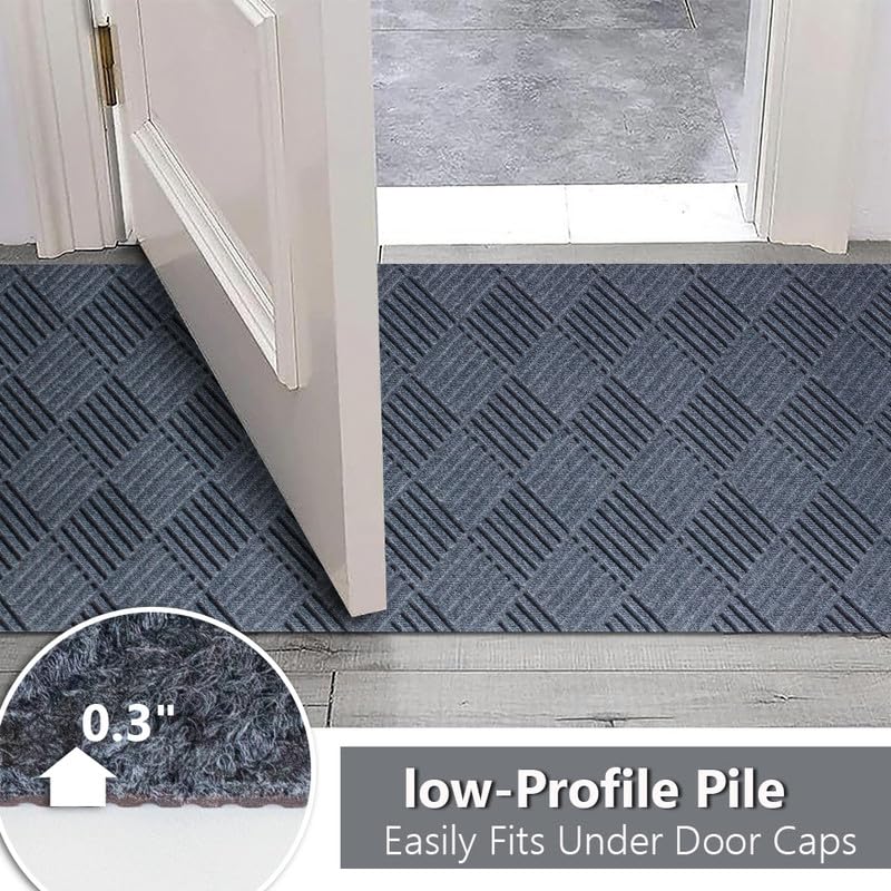 Petgrow Hallway Runner Rug 2FTX8FT,Super Skid Resistant TPR Backing - color: Diamond Grey, size: 2FTX8FT