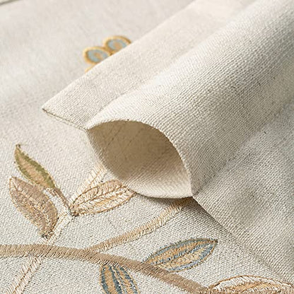 VOGOL Floral Embroidered Pattern Kitchen Valances for Windows, Linen Rod Pocket Curtains Valance for Living Room, 52 Inch Wide by 18 Inch Long, One Panel - color: C1