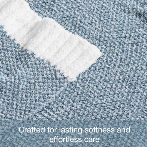 Exclusivo Mezcla Reversible Knit Throw Blanket for Couch, Heather Blue - color: Heather Blue, size: Throw (50"x60")
