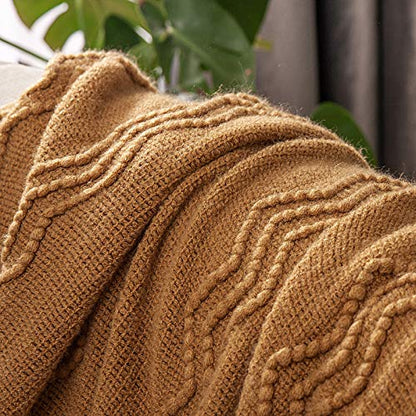 MIULEE Brown Knitted Boho Throw Blanket for Couch 50"x60" - color: Brown, size: 50" x 60"