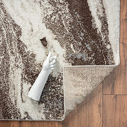 LUXE WEAVERS Abstract Art Deco Area Rug Brown 5x7 - color: Brown, size: 5' x 7' (Rectangular)