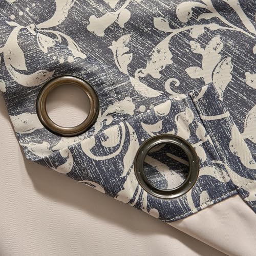 jinchan Blue Floral Curtians 90 Inch Room Darkening Grommet 2 Panels - color: *Dusty Blue, size: 50"W x 90"L (Pack of 2)